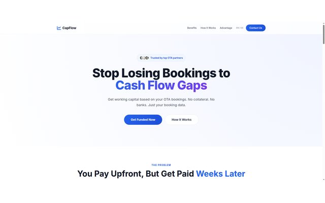 CapFlow website homepage